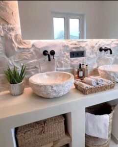 lavabo pour salle de bain en marbre blanc